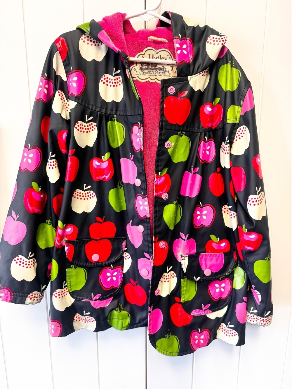 Hatley apple print hooded rain jacket